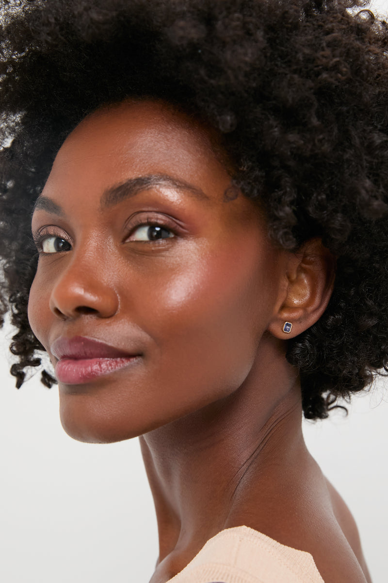 Bezel Sapphire Stud Earrings