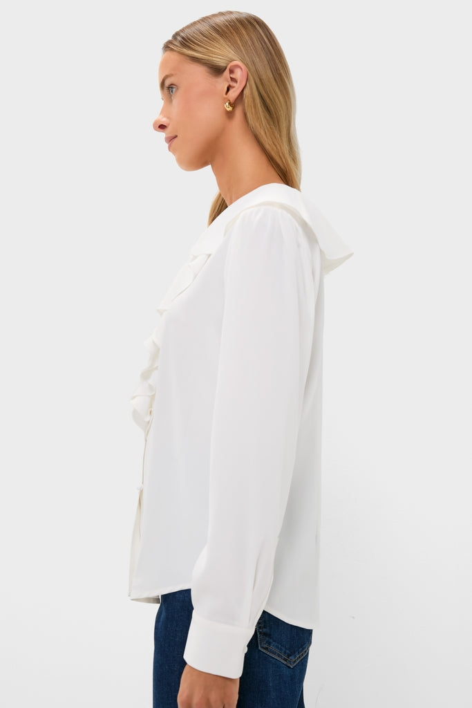 Coconut Ruffle Eileen Button Down Shirt