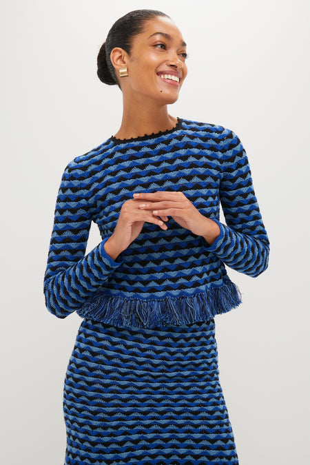 Blue and Black Profundo Long Sleeve Top