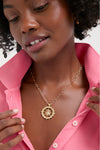 Gold Forever Sundial Cutout Coin Pendant