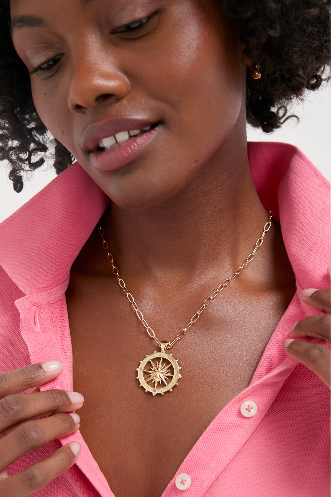 Gold Forever Sundial Cutout Coin Pendant