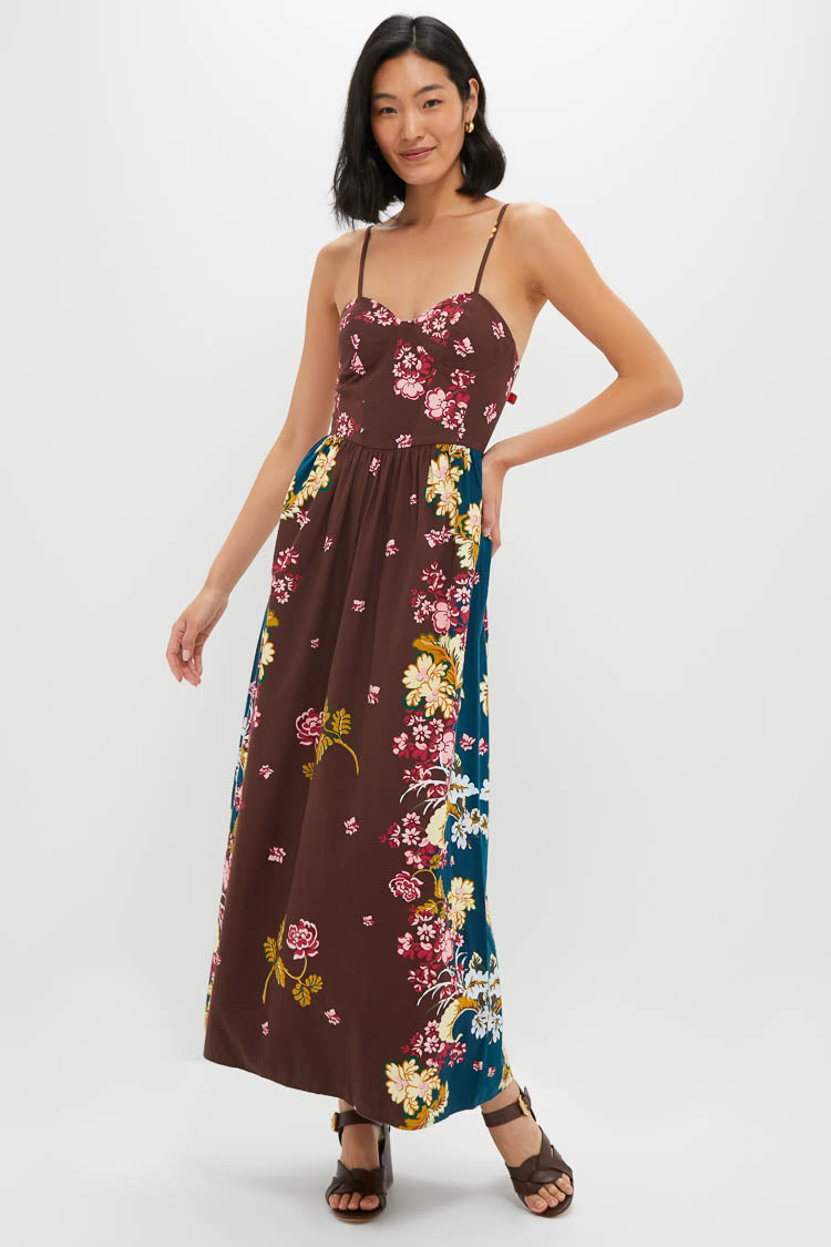 Chocolate Floral Mallory Midi Dress