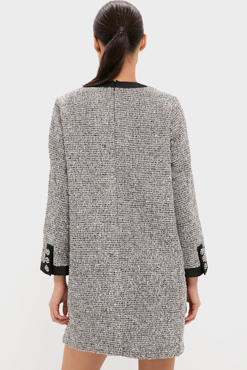 Silver Coco Tweed Bow Dress | Pomander Place