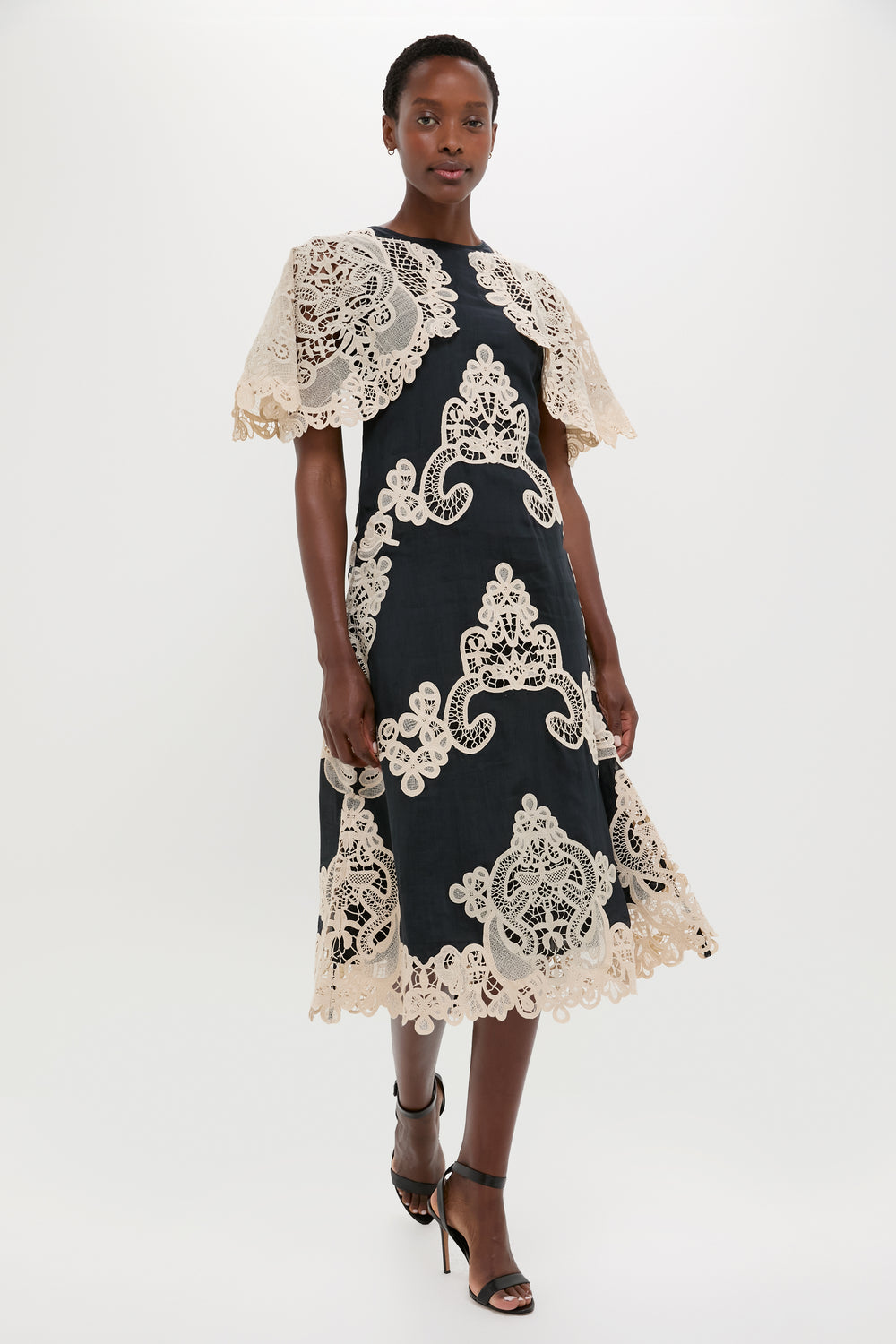 Black Medina Lace Midi Dress