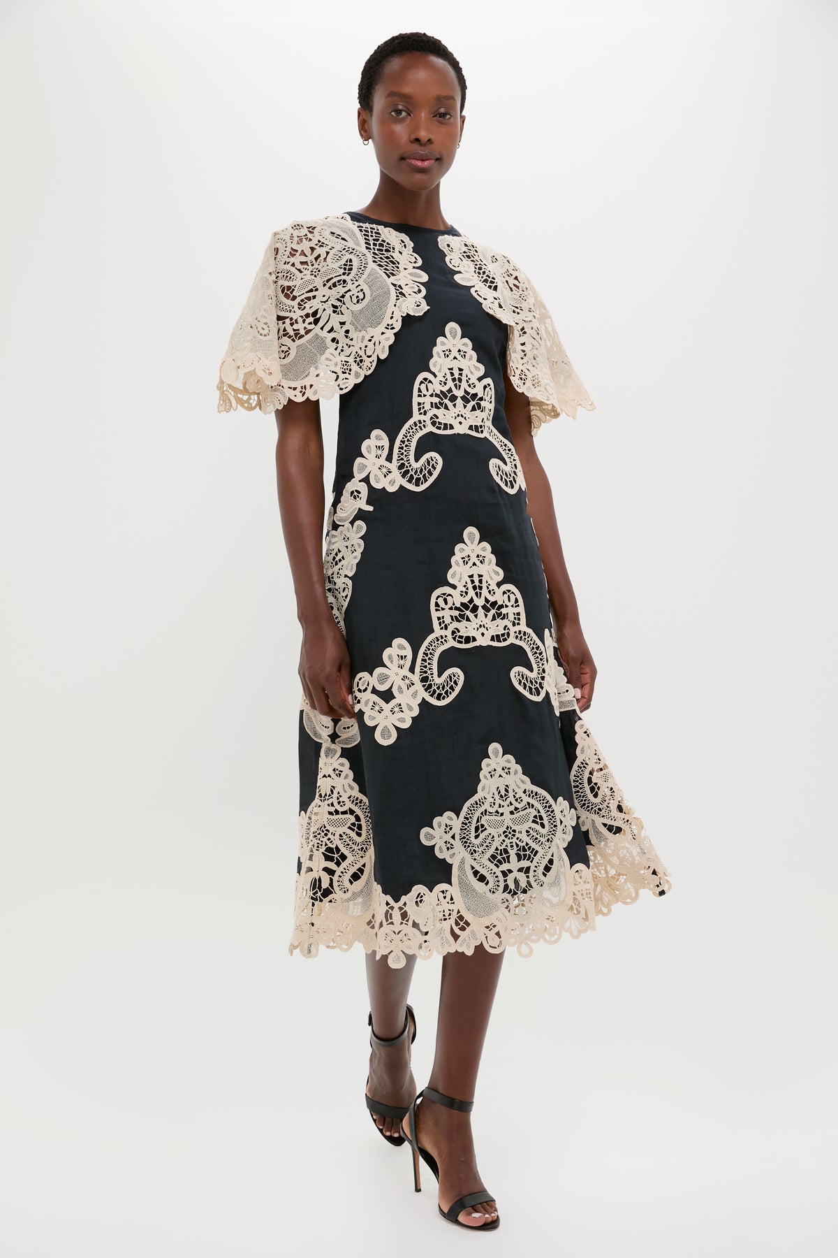 Black Medina Lace Midi Dress