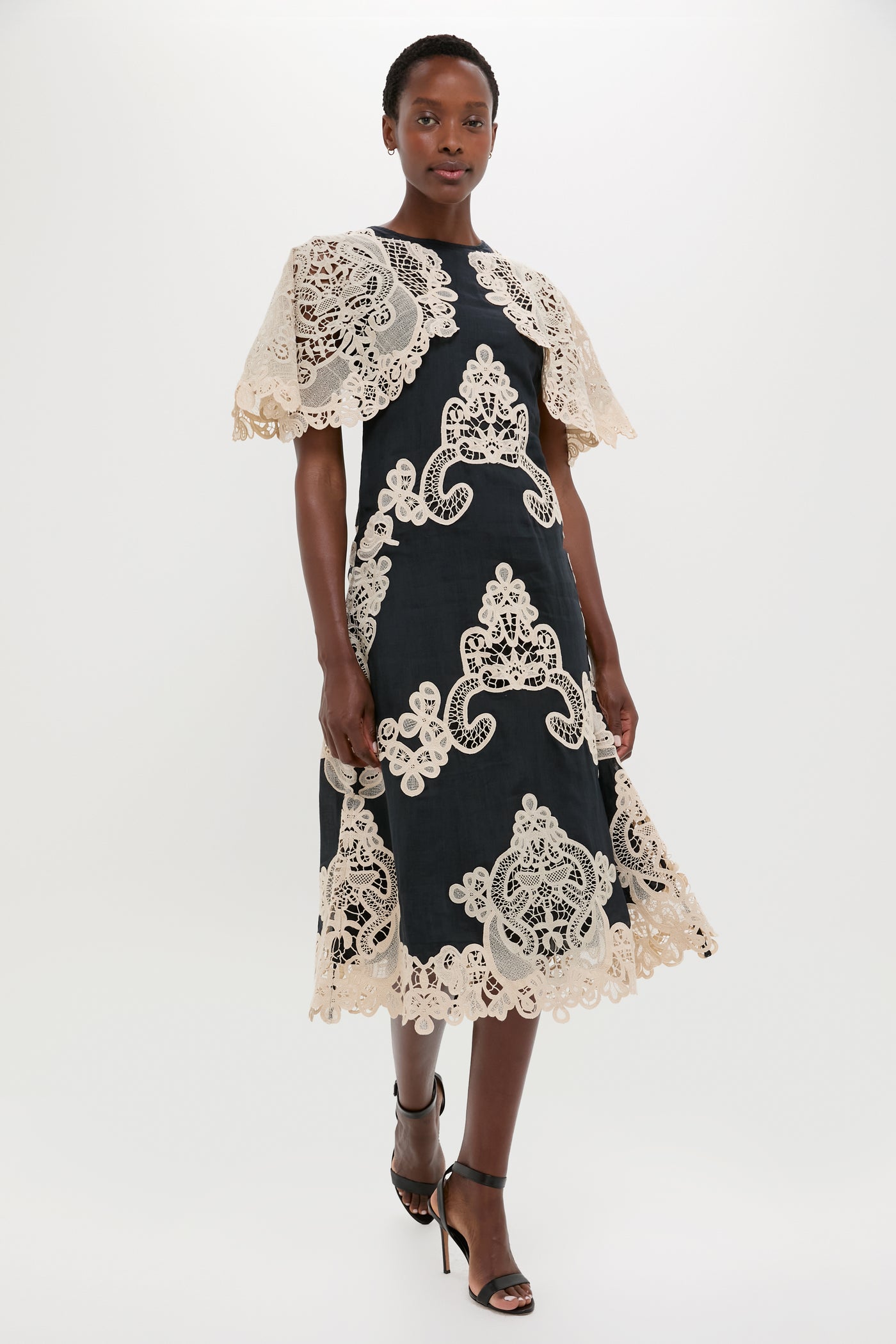Black Medina Lace Midi Dress