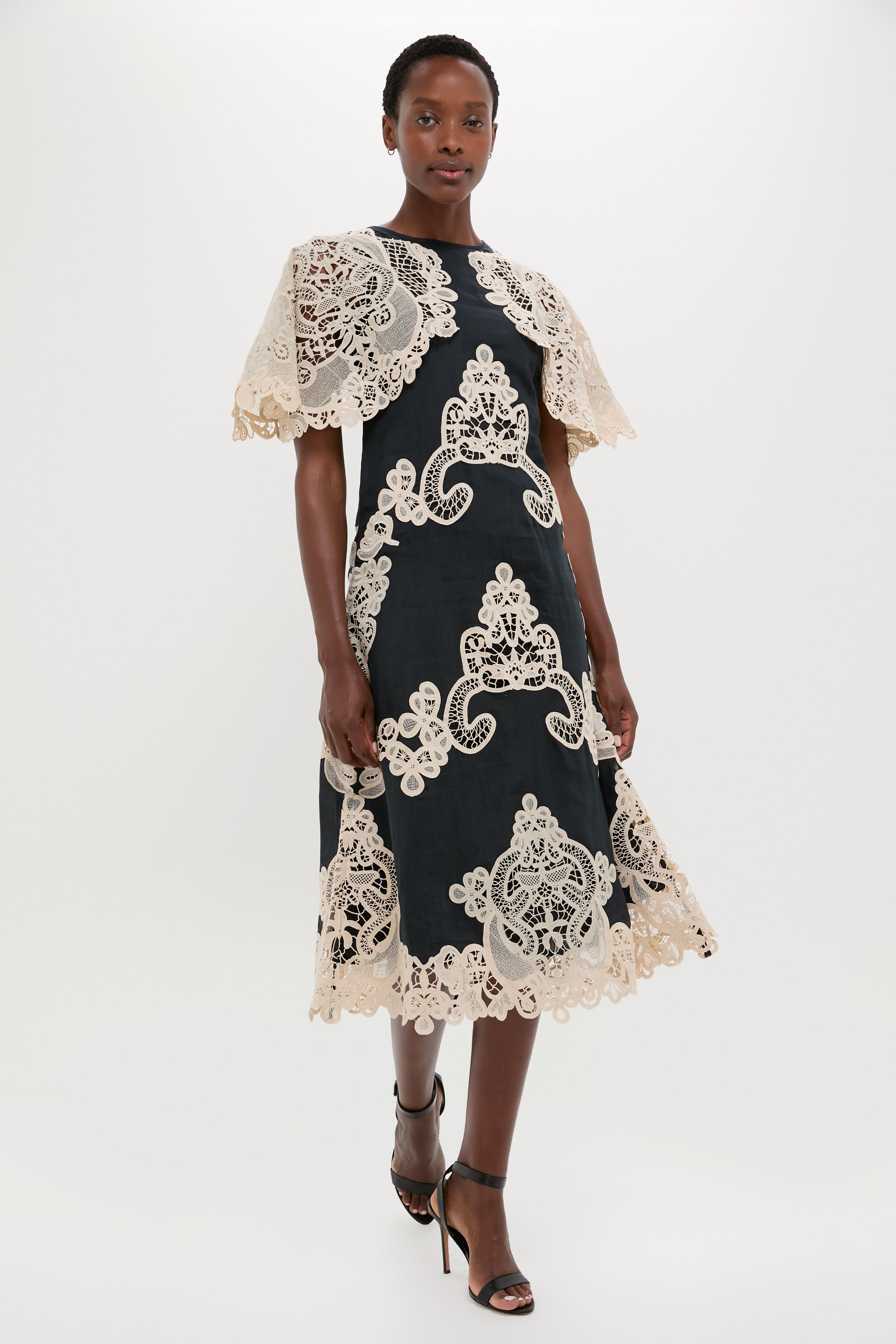 Black Medina Lace Midi Dress