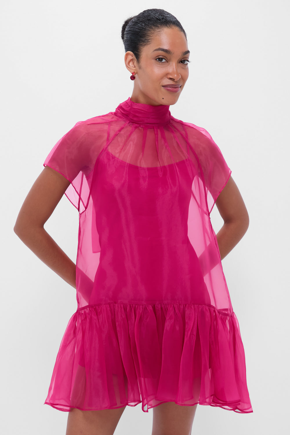Pomegranate Beaux Tiered Mini Dress | SIMKHAI