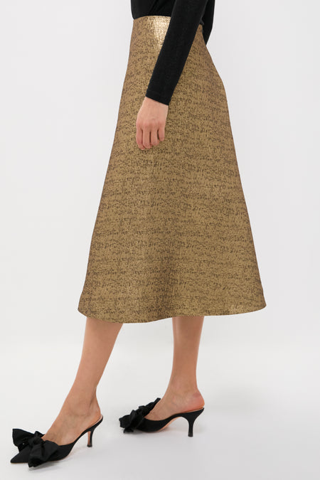 Gold Textured Jacquard Andrea Circle Skirt