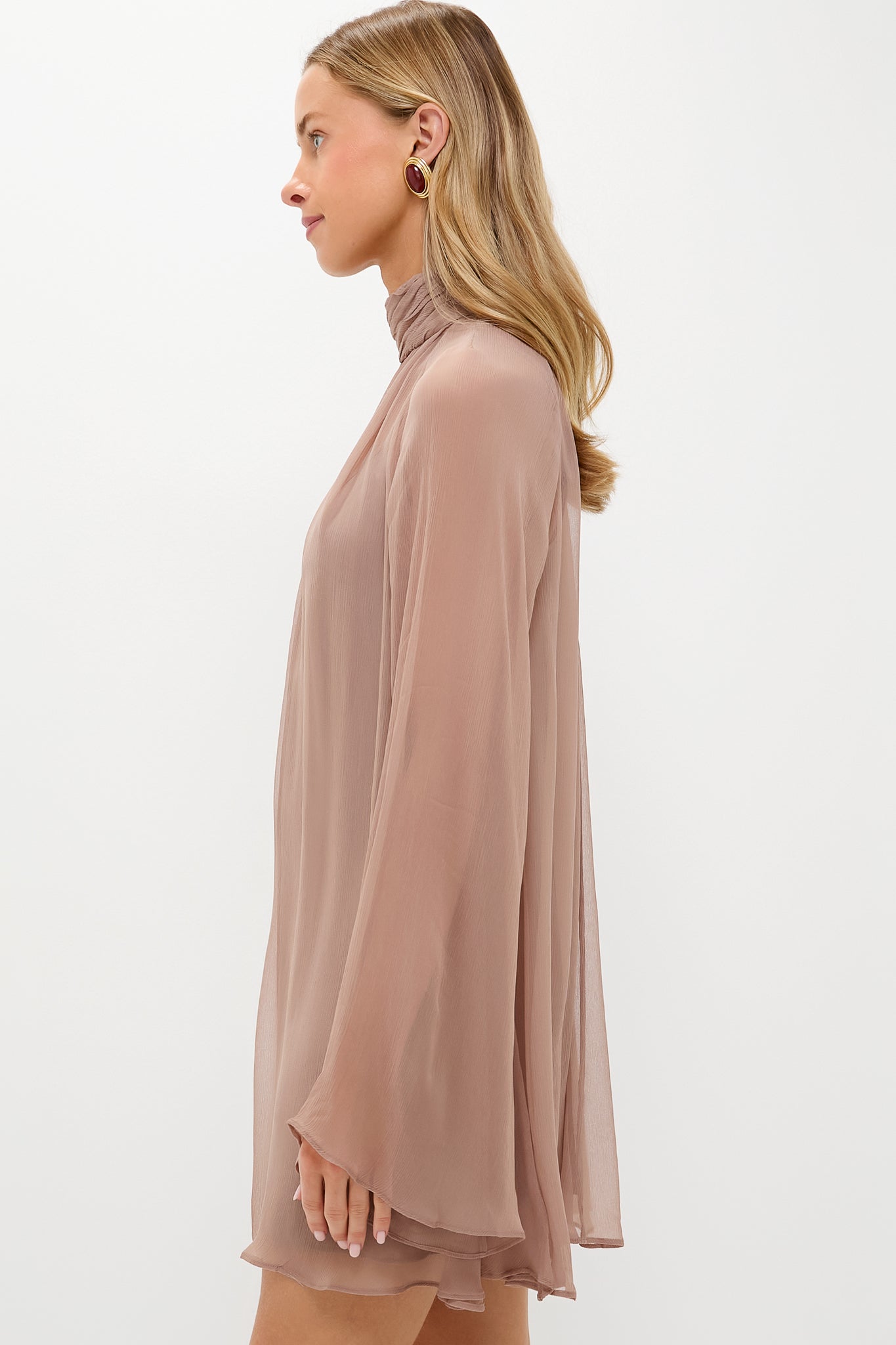 staud esther chiffon mini dress STAUD, Esther Mini Dress in Taupe, Size XS