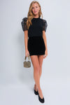 Black Tulle Sleeve Darby Blouse