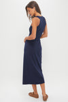 Navy Magna Twisted Tank Midi