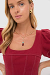 Shiny Gold, Turquoise and Carnelian Semi Precious Stone Necklace