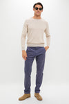 Blue Haze Superior Soft Corduroy Flat Front Trouser