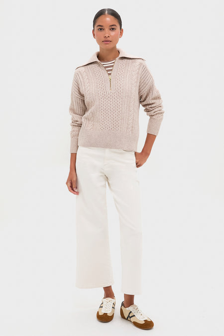 Parchment Camello Relaxed Cable Half Zip