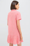 Orange and Pink Seersucker Short Sleeve May Dress