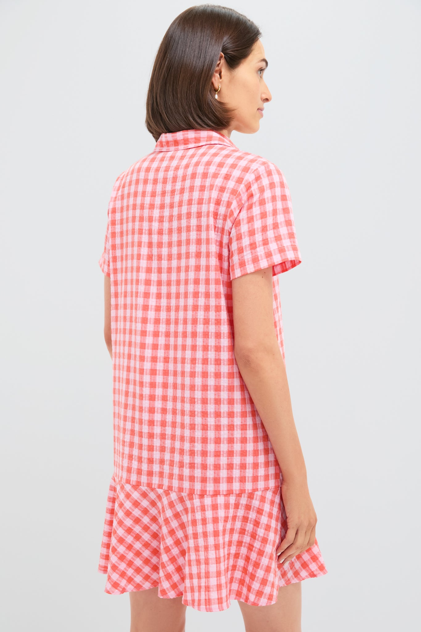 Orange and Pink Seersucker Short Sleeve May Dress