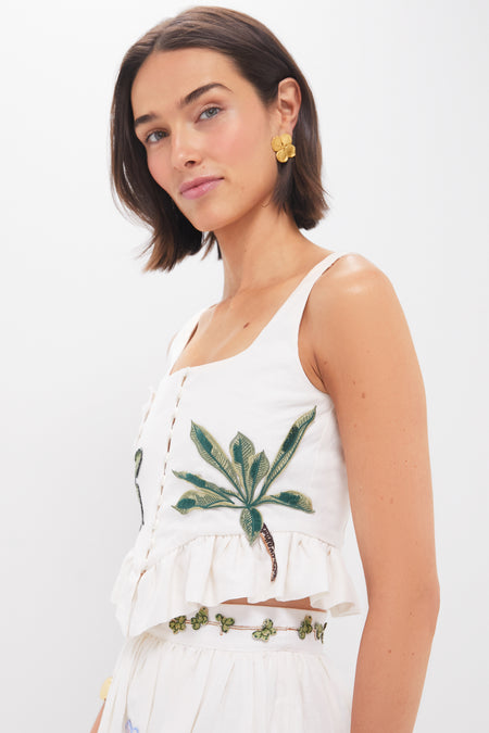 Wild Eslabon Embroidered Applique Cropped Top