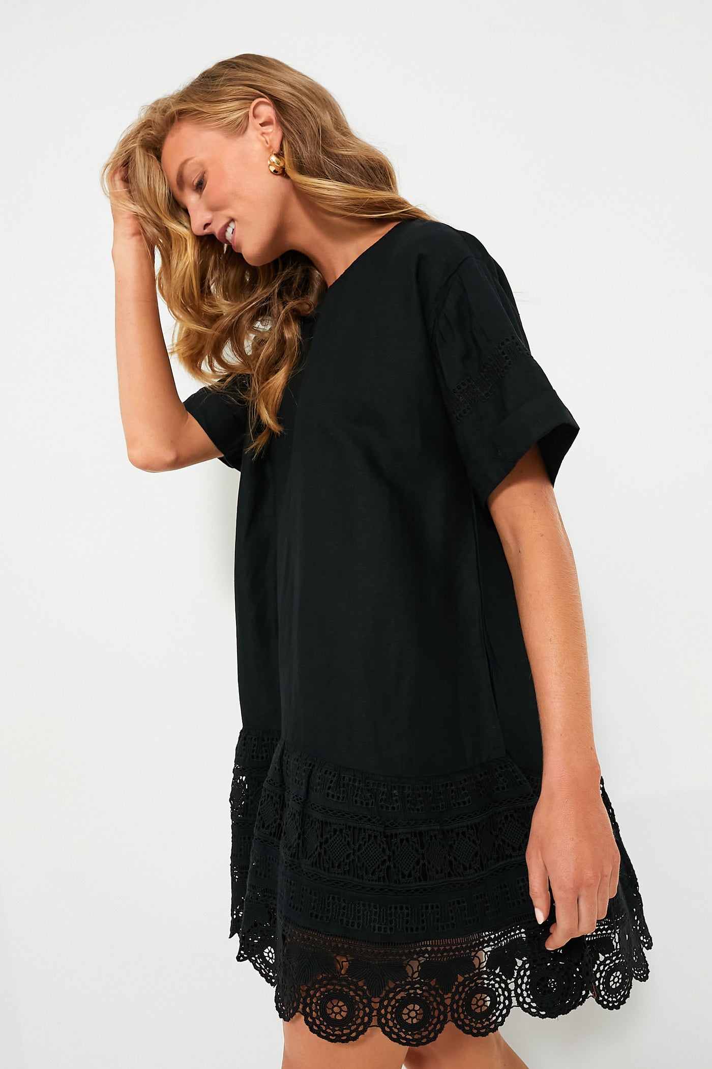 Exclusive Black Rosina Embroidery Short Sleeve Tunic Dress | Sea New York Exclusive Black Rosina Embroidery Short Sleeve Tunic Dress | Sea New York