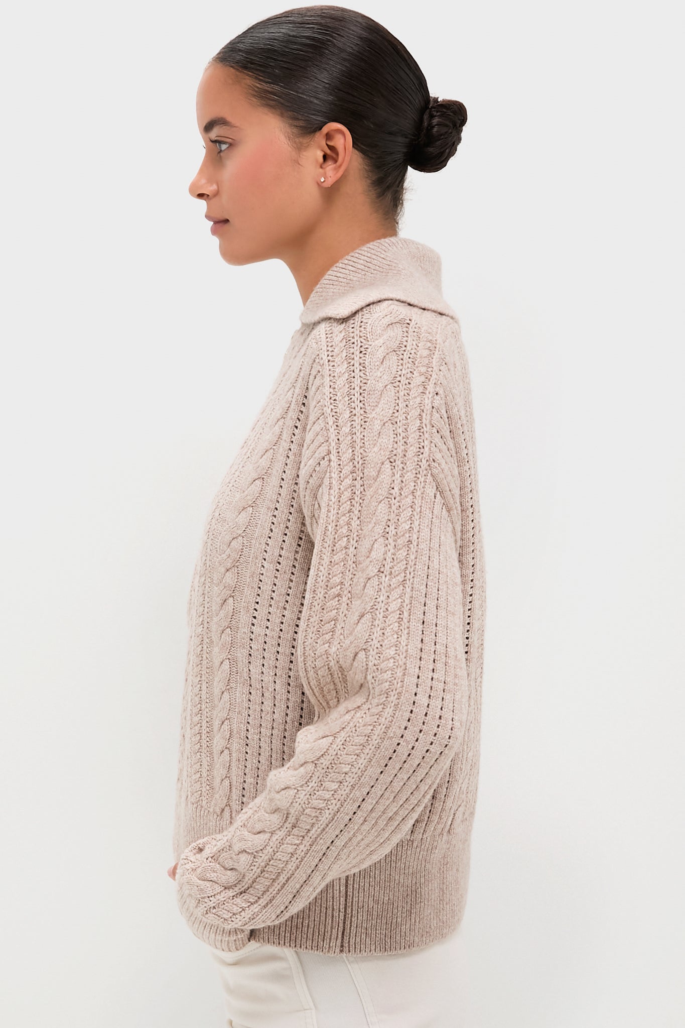 Parchment Camello Relaxed Cable Half Zip