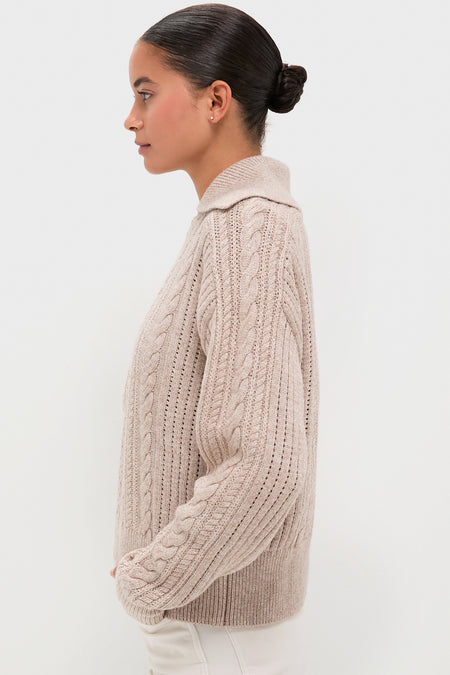 Parchment Camello Relaxed Cable Half Zip