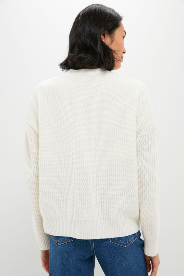 Ivory Cropped Cashmere Cocoon Cardigan