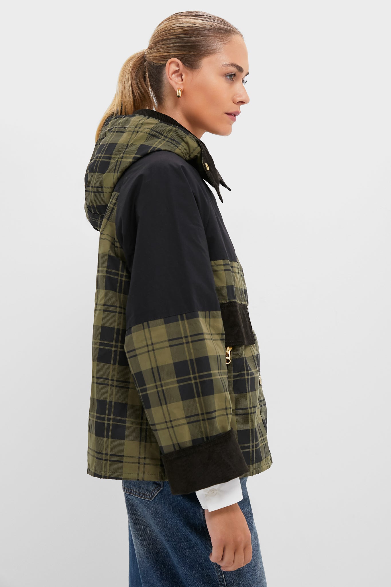 Olive and Black Check Elaine Showerproof Jacket | Barbour
