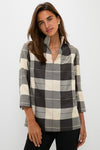 Mairead Check Plaid Margot Stand Collar Blouse