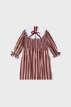 Burgundy Floral Stripe Festa Girl Hand-Smocked Dress
