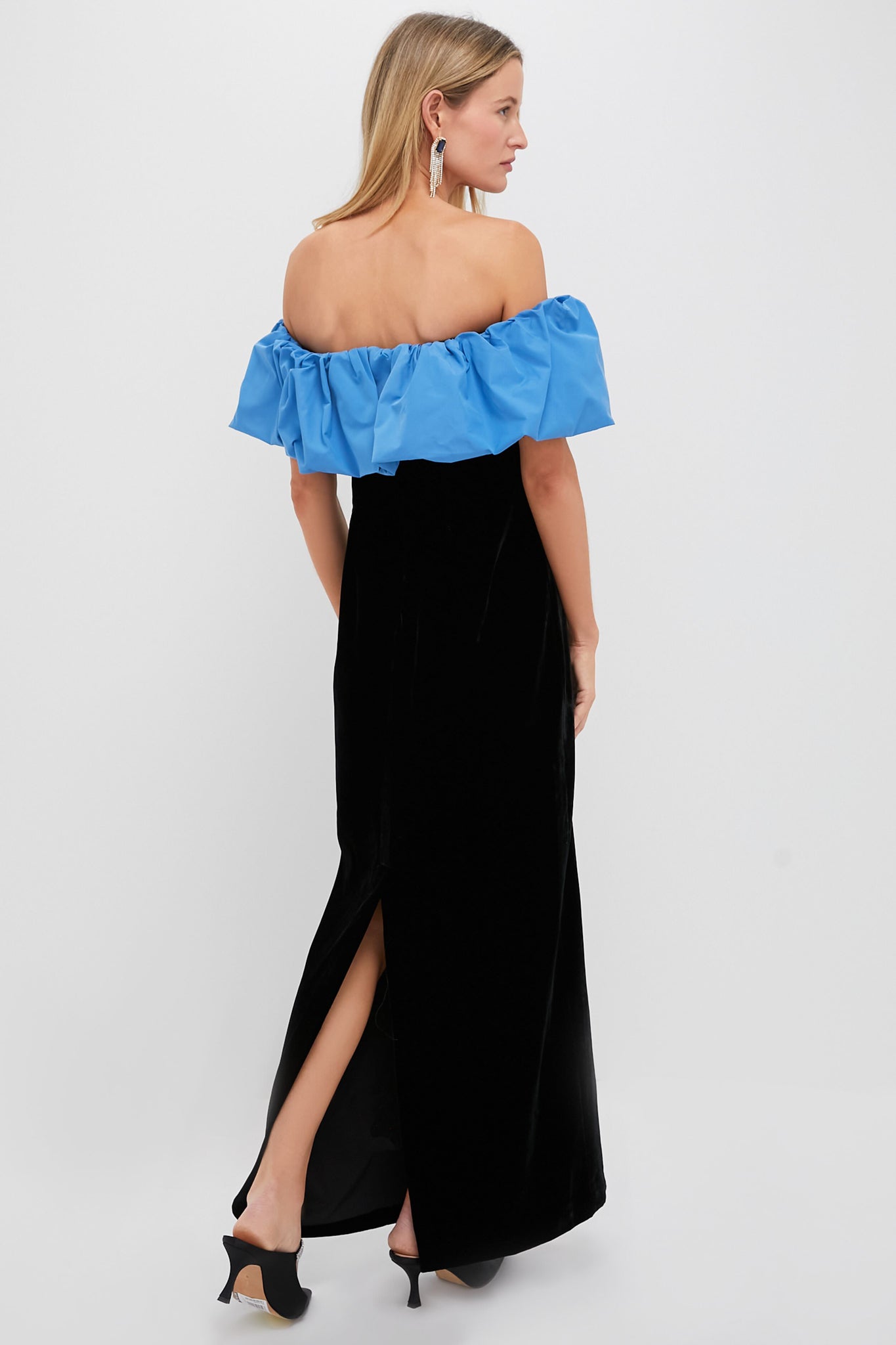 Zanzibar Blue and Black Velvet Artemis Dress | Tuckernuck