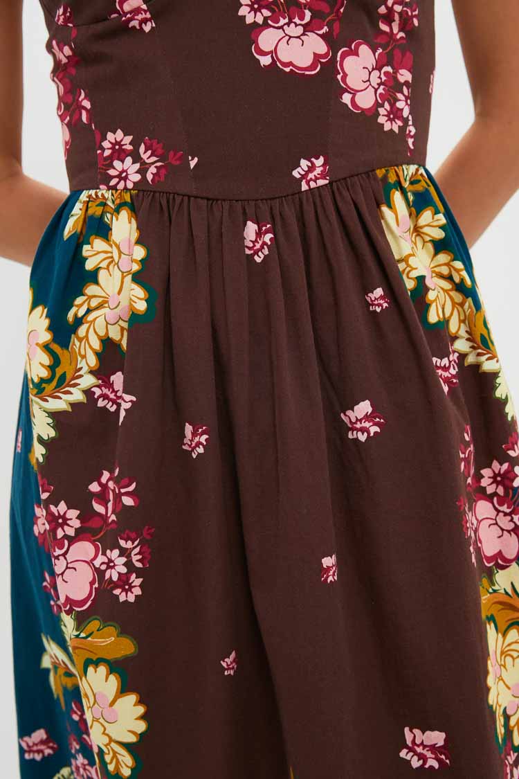Chocolate Floral Mallory Midi Dress