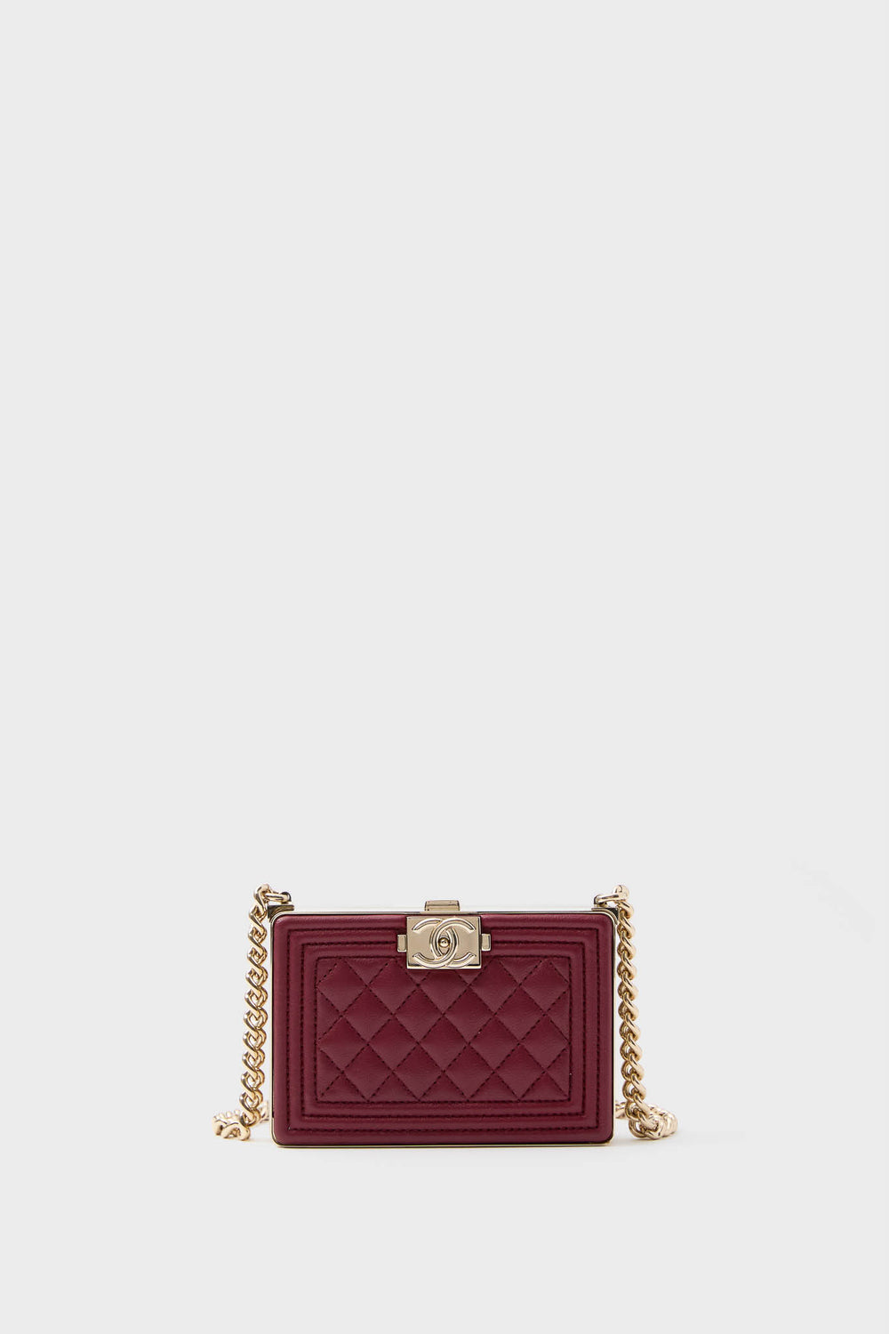 CHANEL Red Sheepskin Leather Boy Minaudiere
