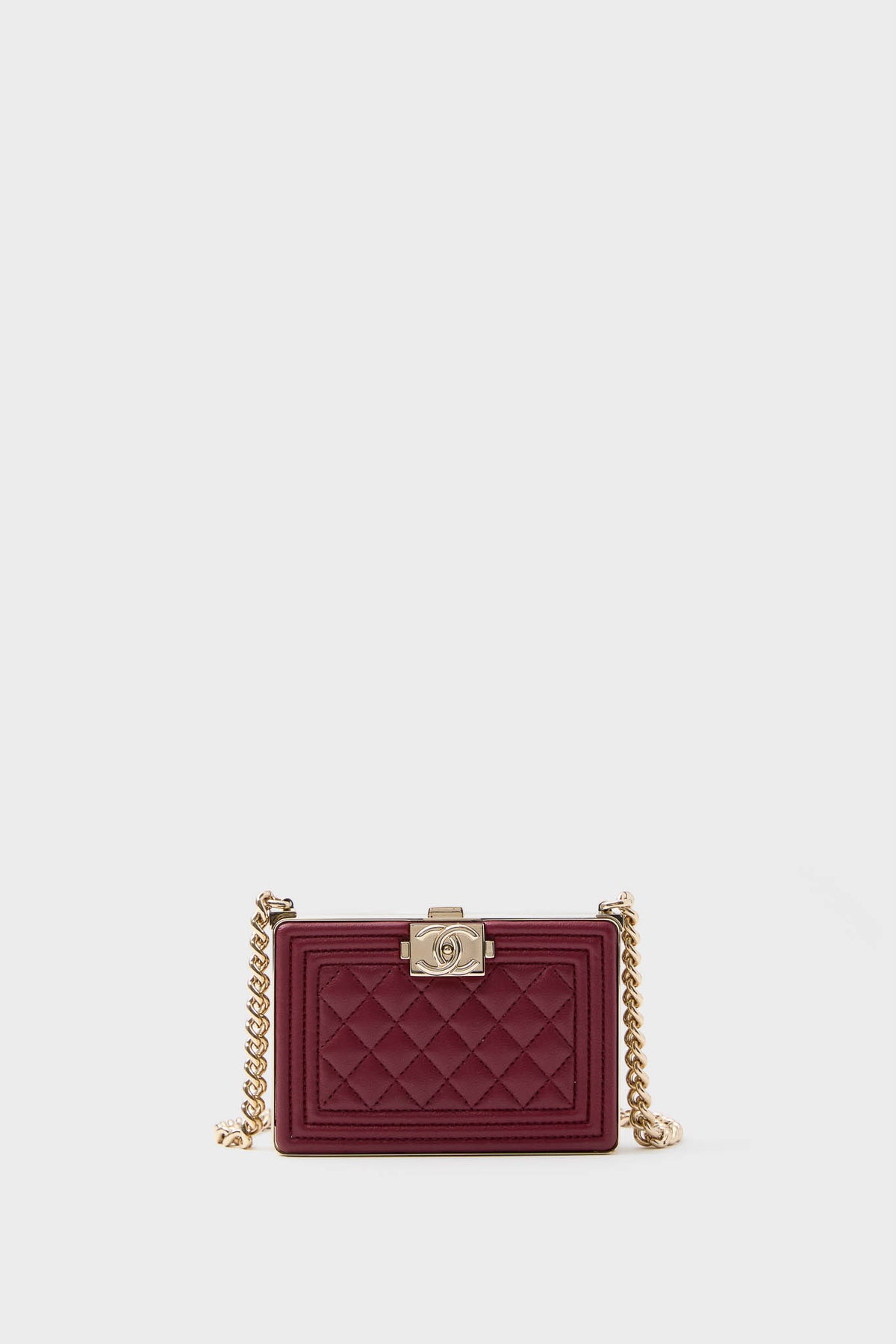 CHANEL Red Sheepskin Leather Boy Minaudiere