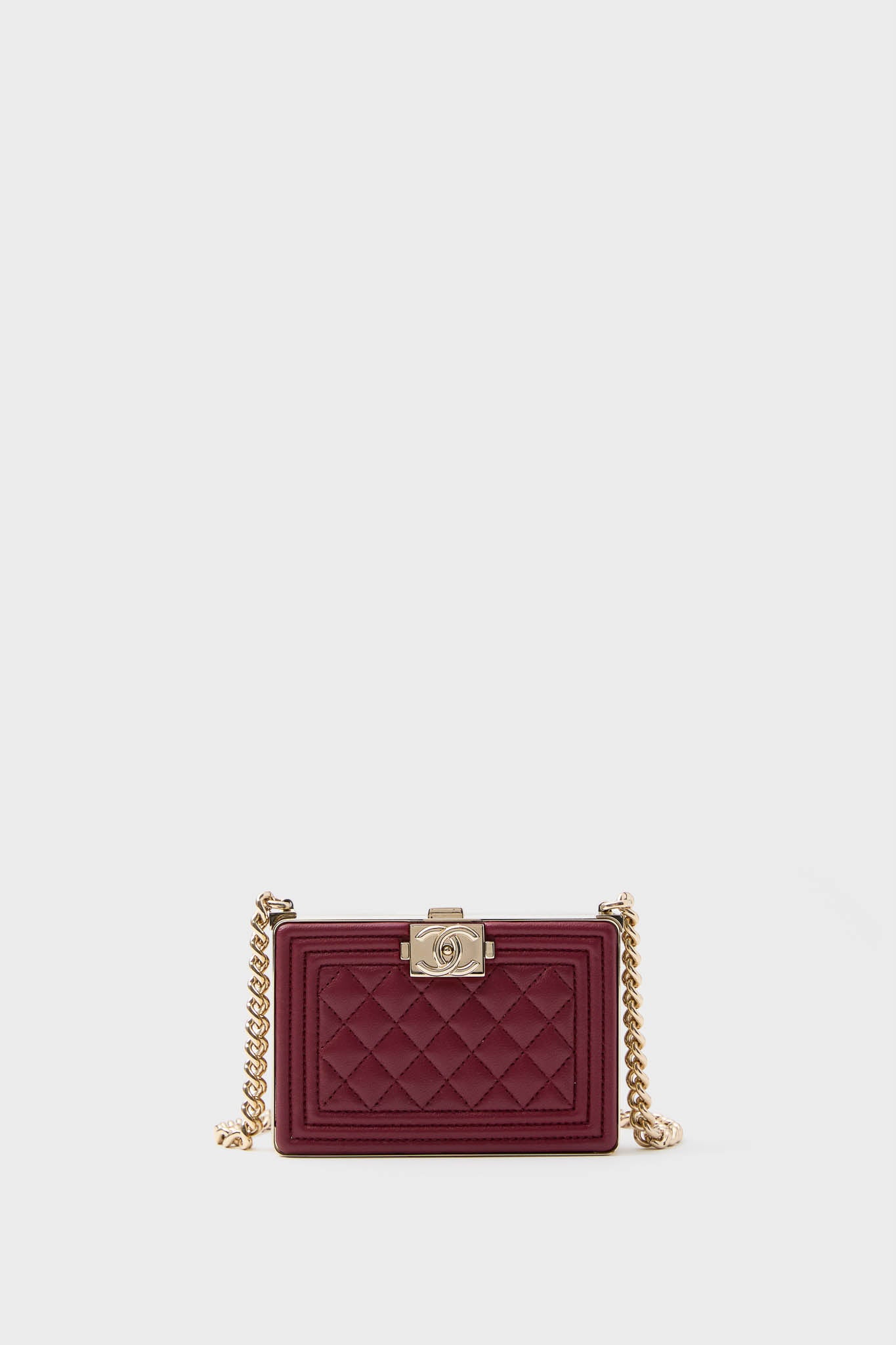 CHANEL Red Sheepskin Leather Boy Minaudiere