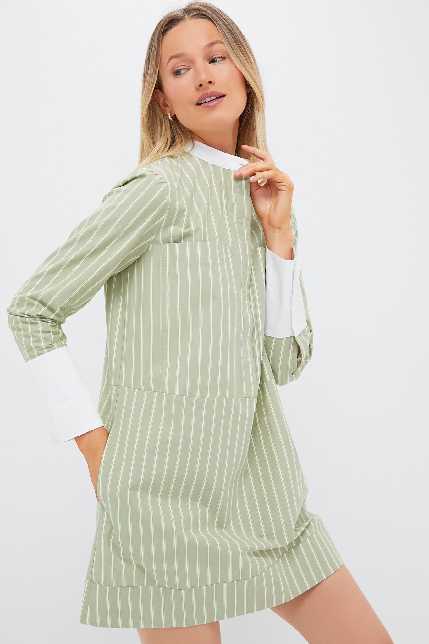 Green Stripe Rohan Shirt Dress | Pomander Place