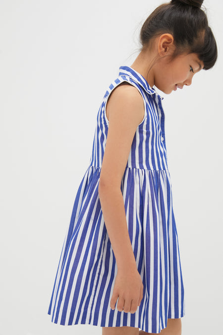 Sleeveless Cotton Striped Shirt Dress