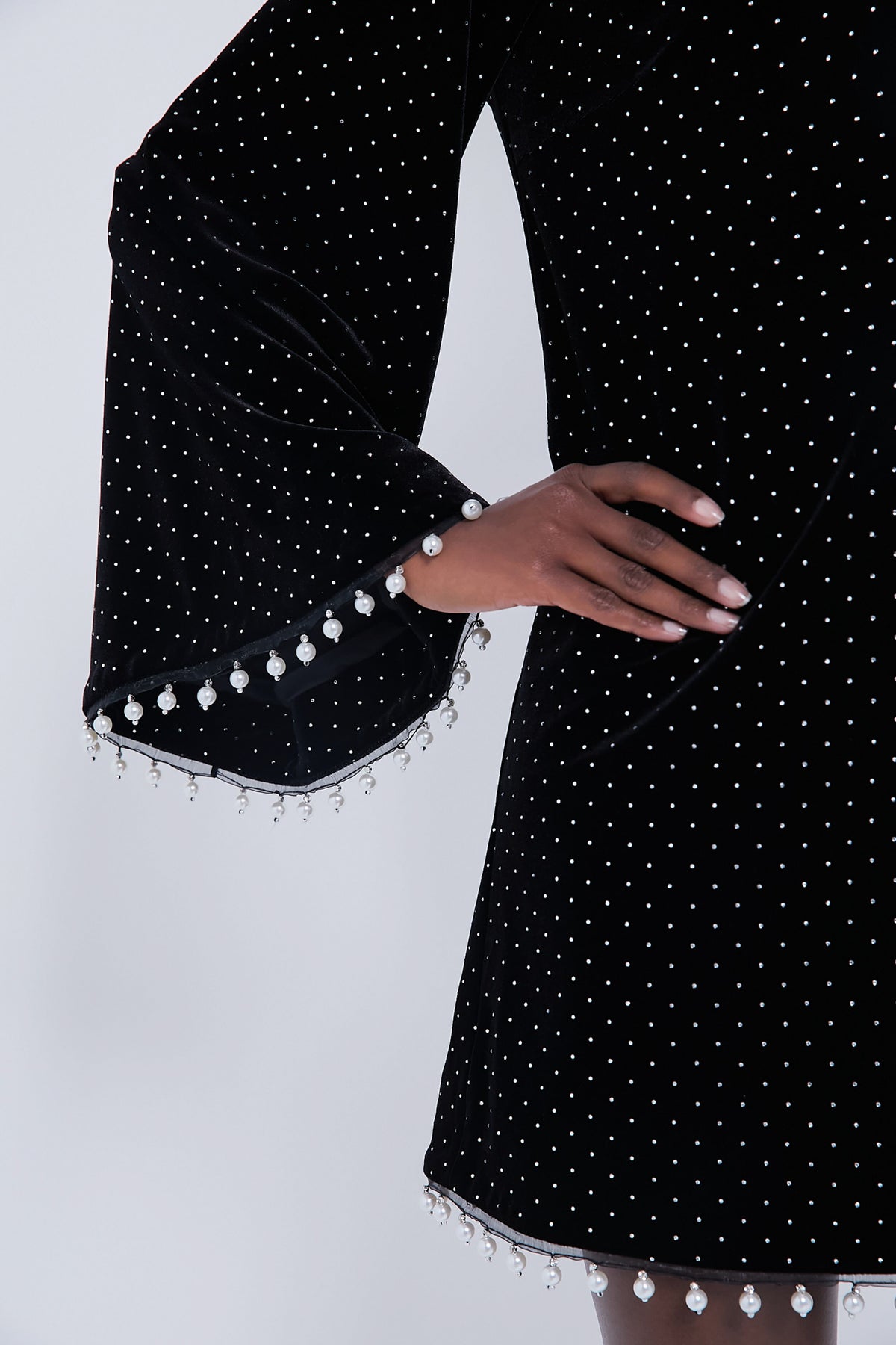 Black Crystal Velvet Vida Dress
