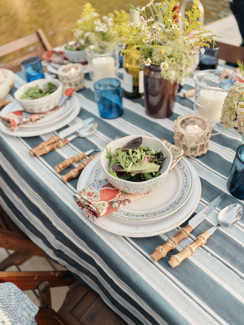 Blue and Grey Stripe Tablecloth