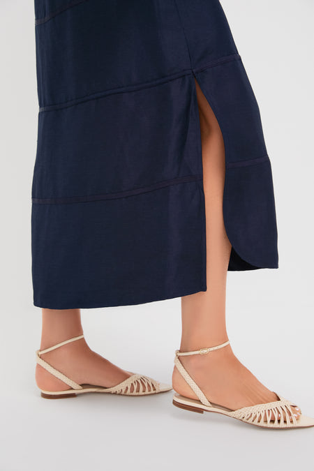 Navy Ribbon Caftan Dress