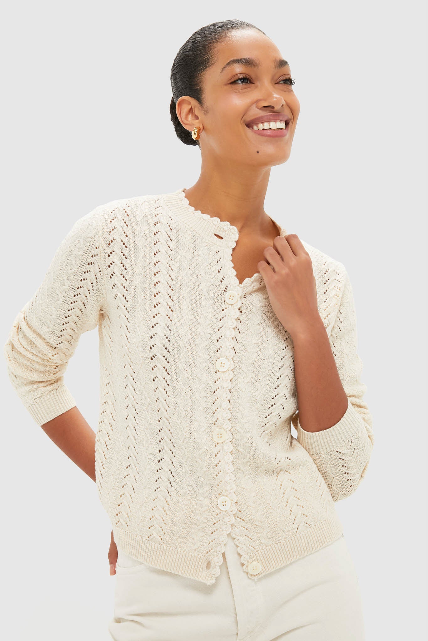 トップス herlipto Annelise Knit Cardigan Champagne Annalise Cardigan | Alex Mill
