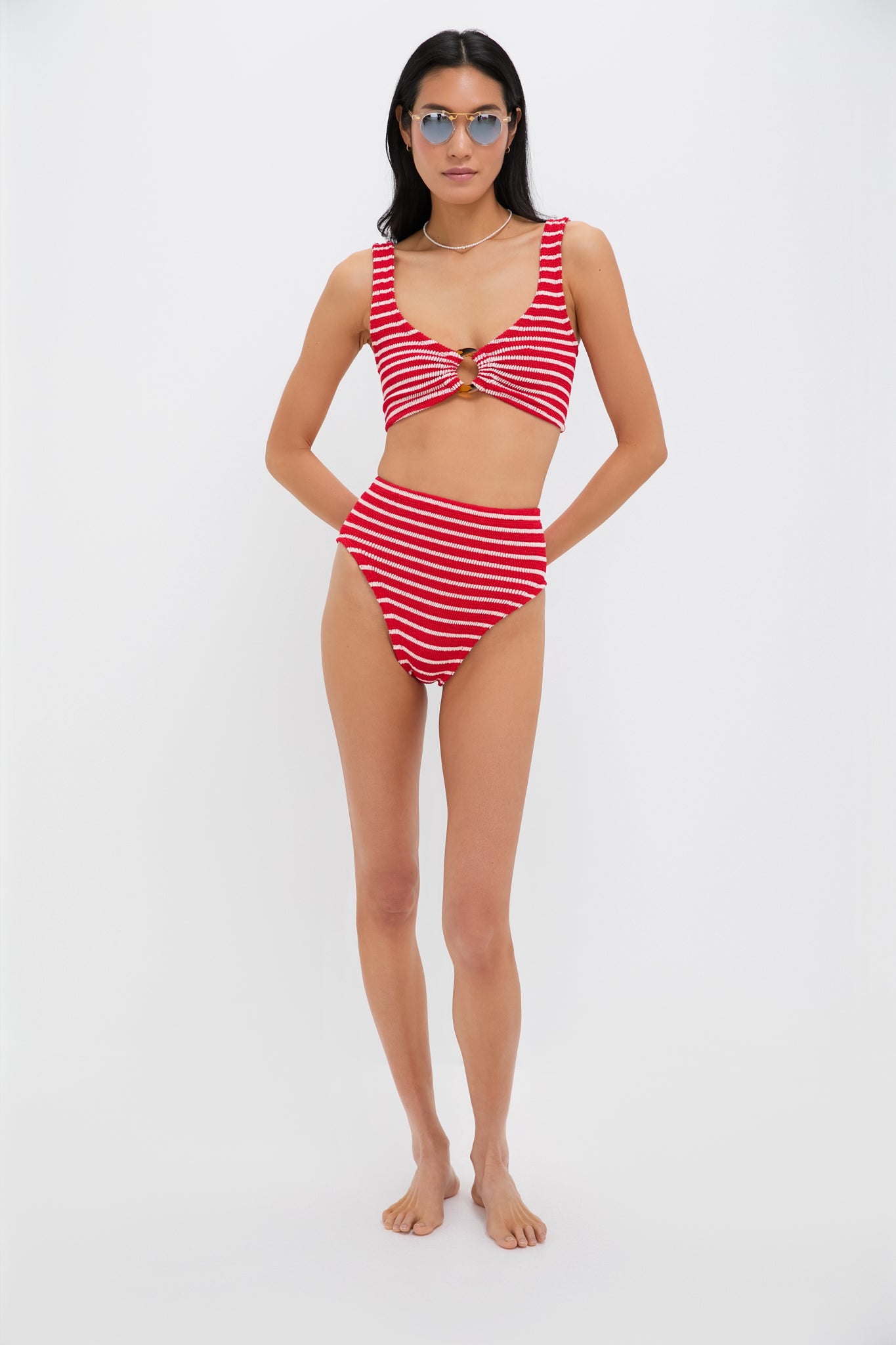 Red and White Striped Nadine Bikini