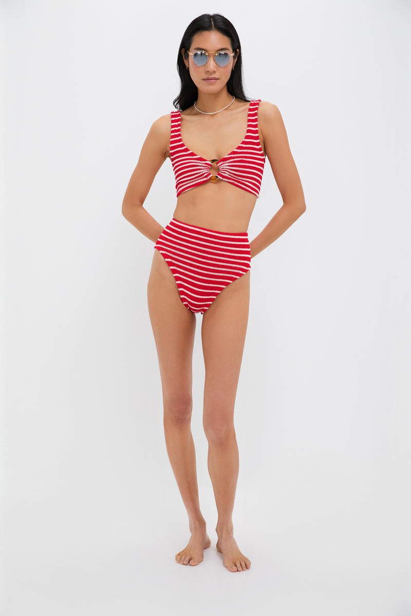 Red and White Striped Nadine Bikini