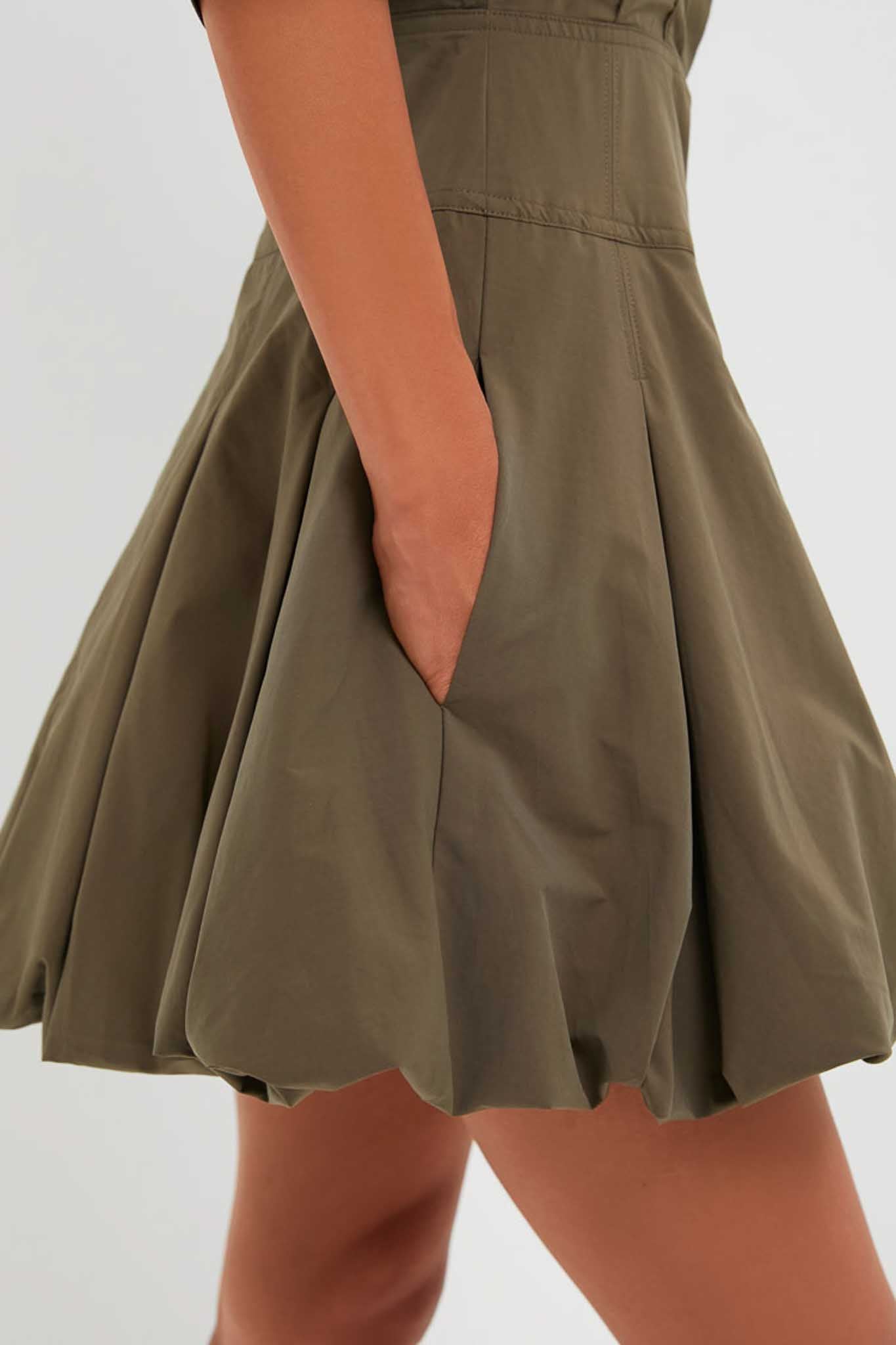Faded Olive Effie Bubble Mini Dress