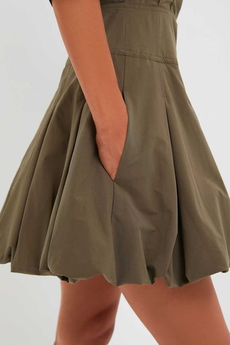 Faded Olive Effie Bubble Mini Dress