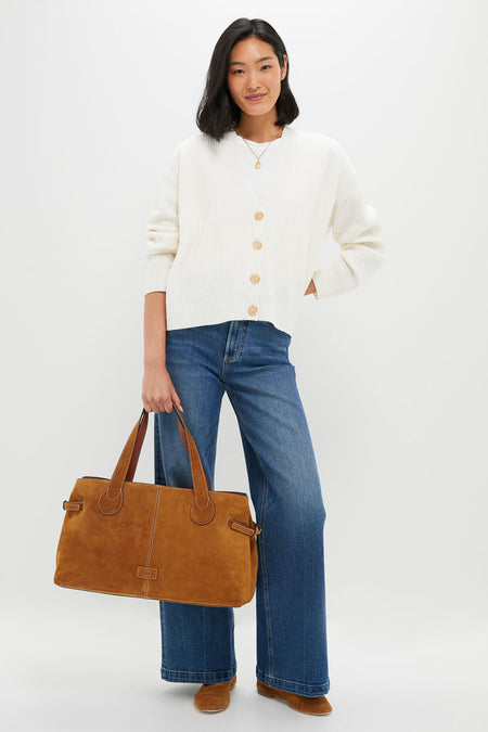 Ivory Cropped Cashmere Cocoon Cardigan