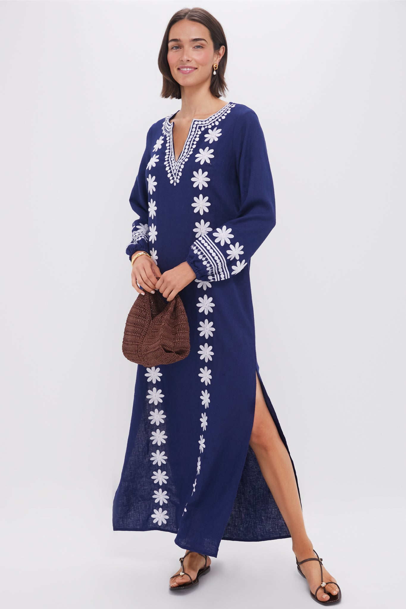 Navy Embroidered Caftan