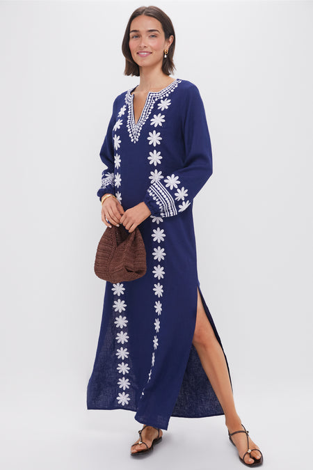 Navy Embroidered Caftan