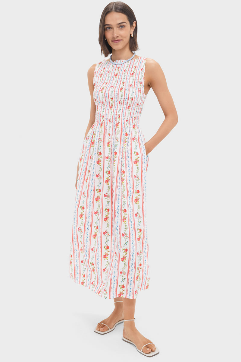 Pomegranate Stripe Cosima Nap Midi Dress