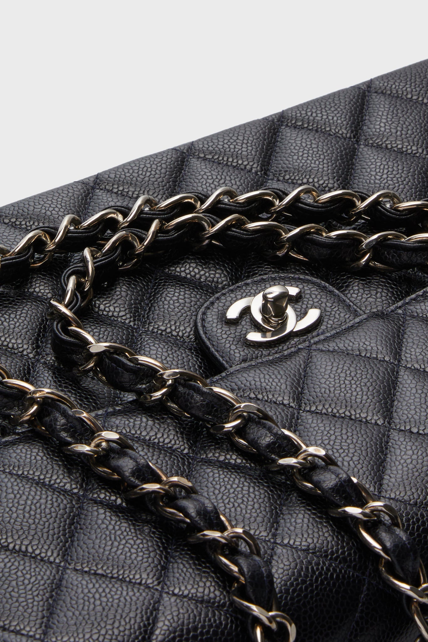 CHANEL Navy Caviar Maxi Flap Shoulder Bag
