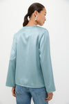 Ice Blue Satin Tatiana Blouse